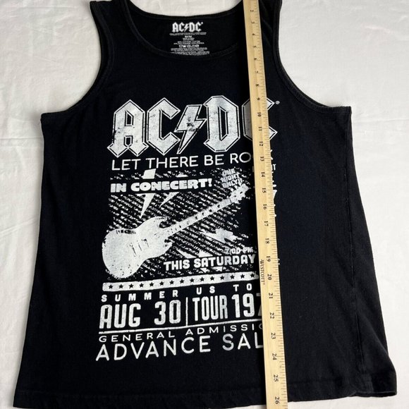 AC/DC Tank Top Women Size M Black Crew Neck Summer USA Tour Graphic Cotton Blend - Picture 9 of 10